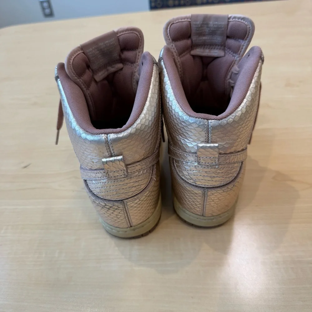 Nike Dunk‎ Sky Hi Rose Gold Wedge High Top Sneakers Size 8
